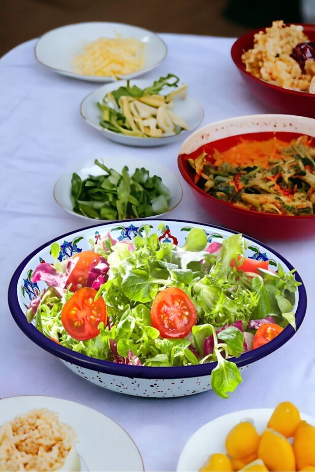 20 Cm Emaye Kase Tabak, Çukur Tabak, Salata Tabak, Cips Tabak - 3