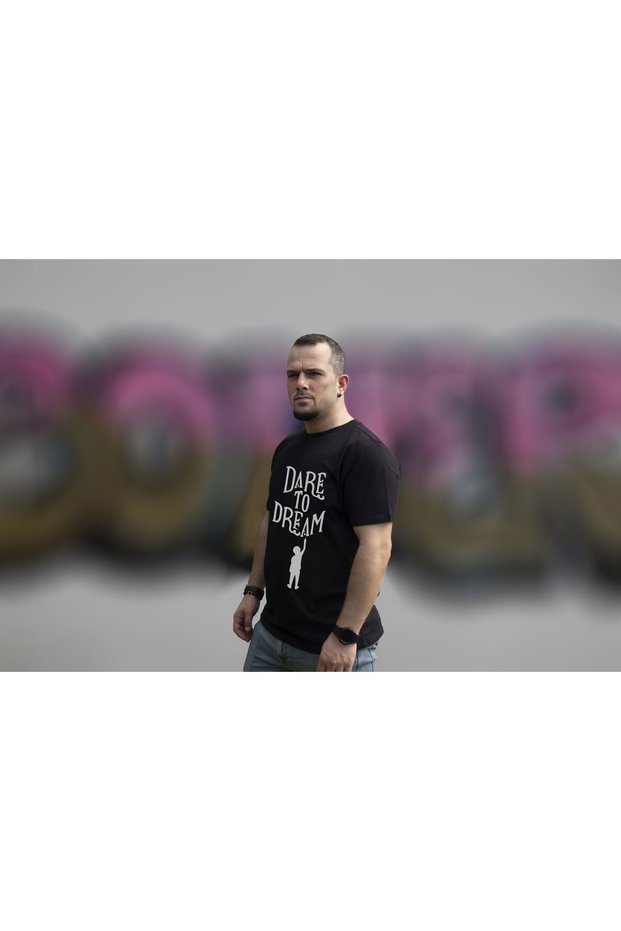 Black Printed Rever T-Shirt - 100% Cotton