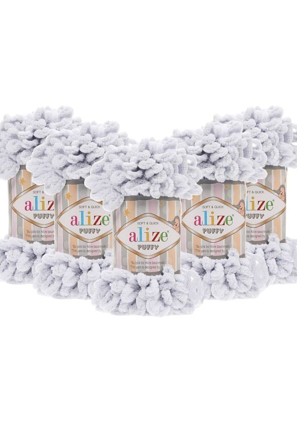 Puffy El Örgü Ipliği 5'li Paket - 416 Açık Gri - 100 Gr. 9 Mt. Parmak Örgü Ipi - 1