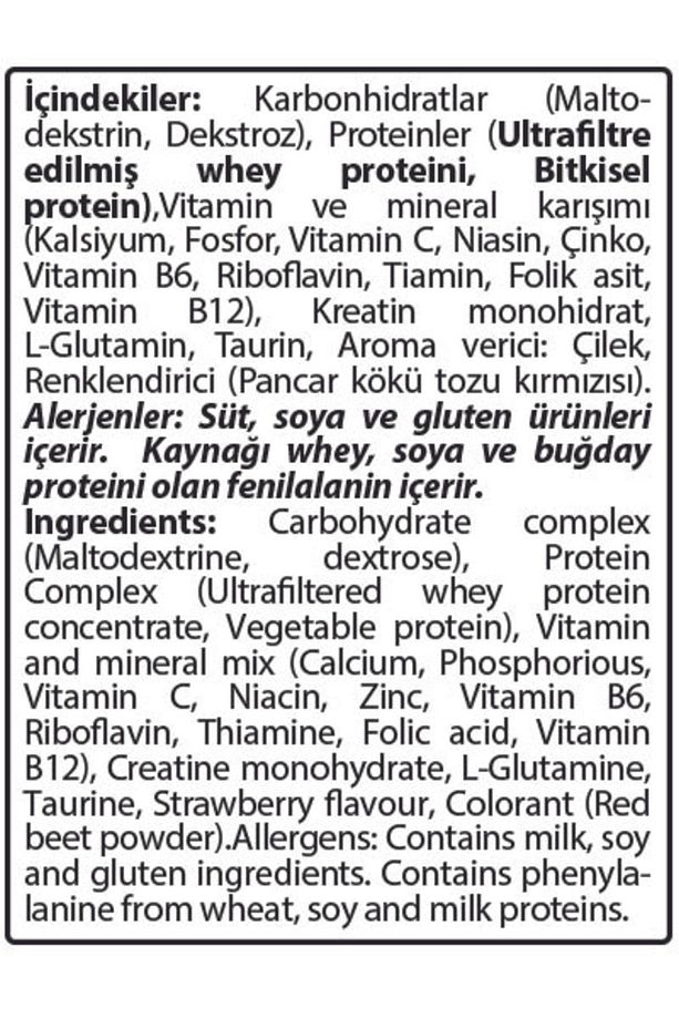 Progainer Çilek Aromalı 1406 gr Karbonhidrat - 4