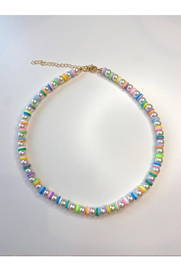 Special Design Pearl Bead Necklace with Colorful Fimo Detail with Pearls