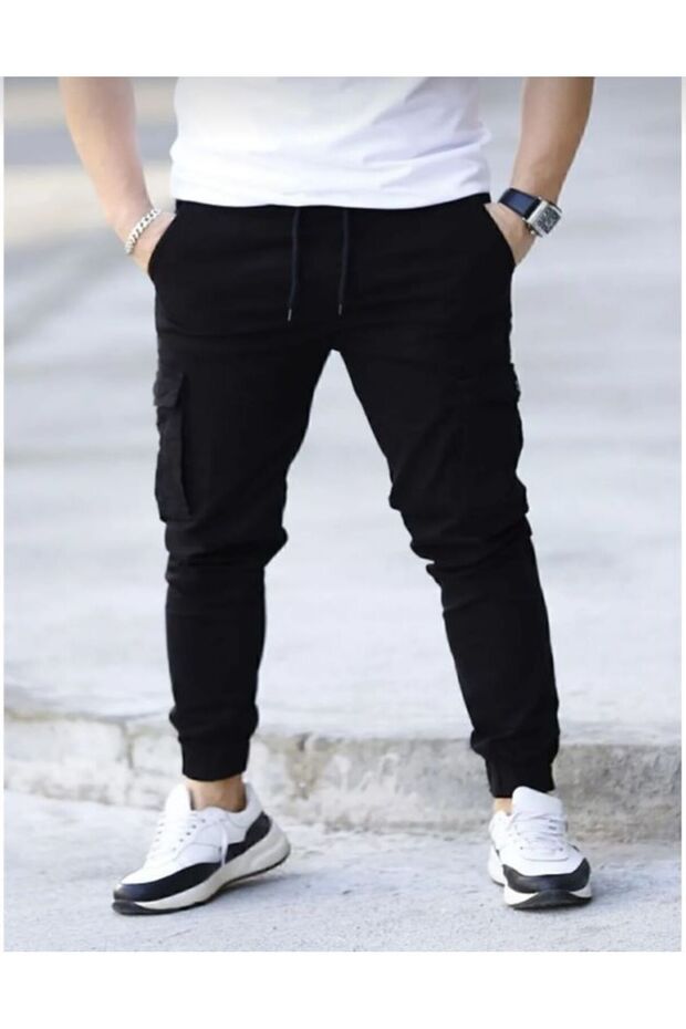 Ανδρικό παντελόνι Cargo - Ελαστικό τζιν πόδι - 2