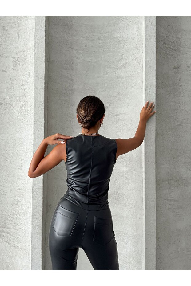 Kadın Deri Yelek - 6