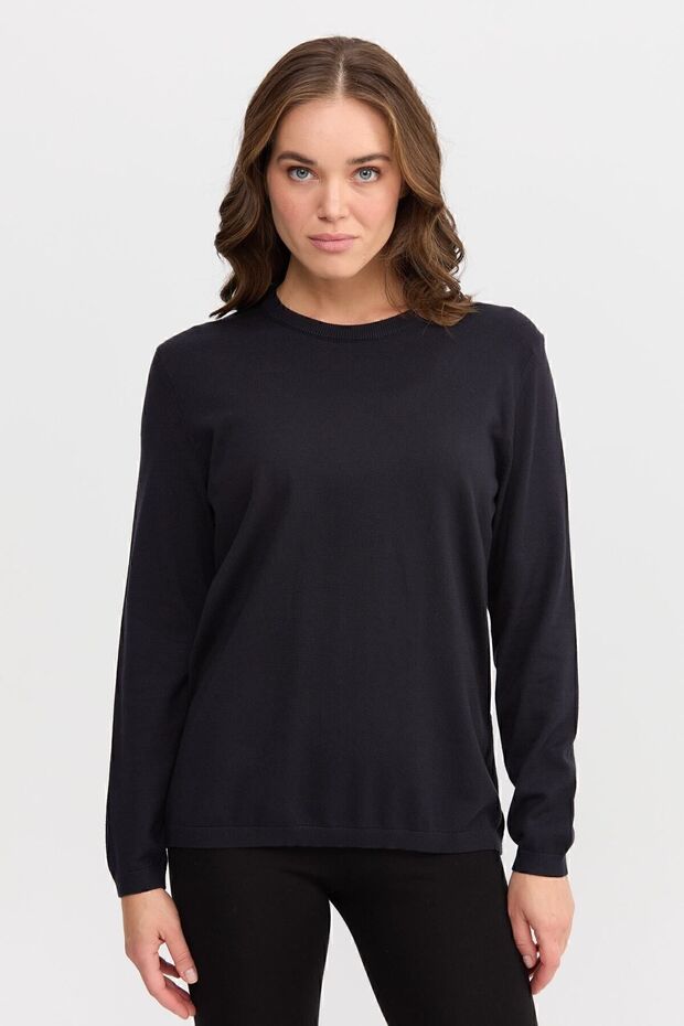 Kadın Basic Sıfır Yaka Kazak Lacivert - 8