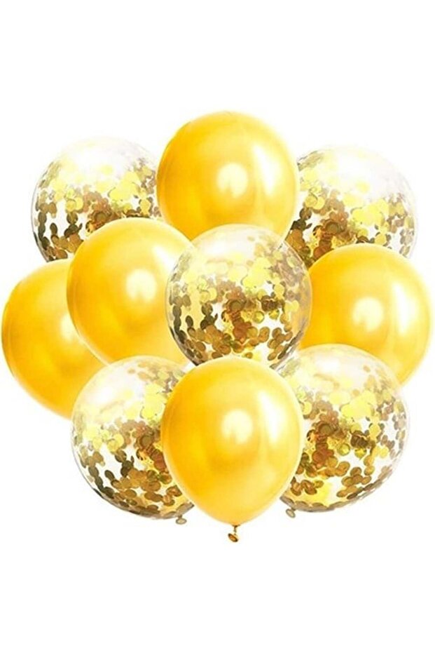 Yellow Metallic Gold Confetti Balloon