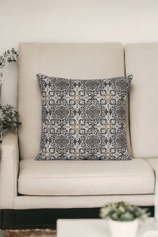 غطاء وسادة منقوش مقاس 43x43 سم، غطاء وسادة مزخرف بتصميم إثني إيكات دمشقي Inta-792
