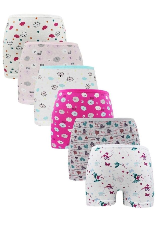 6 Pcs Dondeza Girl's Cotton Mixed Pattern Shorts Boxers D403