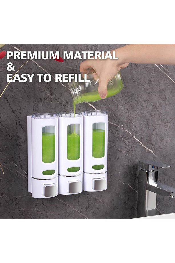 3 ADET  400 ML Duş Şampuan Dispenseri,Doldurulabilir Şampuan ve Saç Kremi Şişeleri Banyo Mutfak Otel - 3