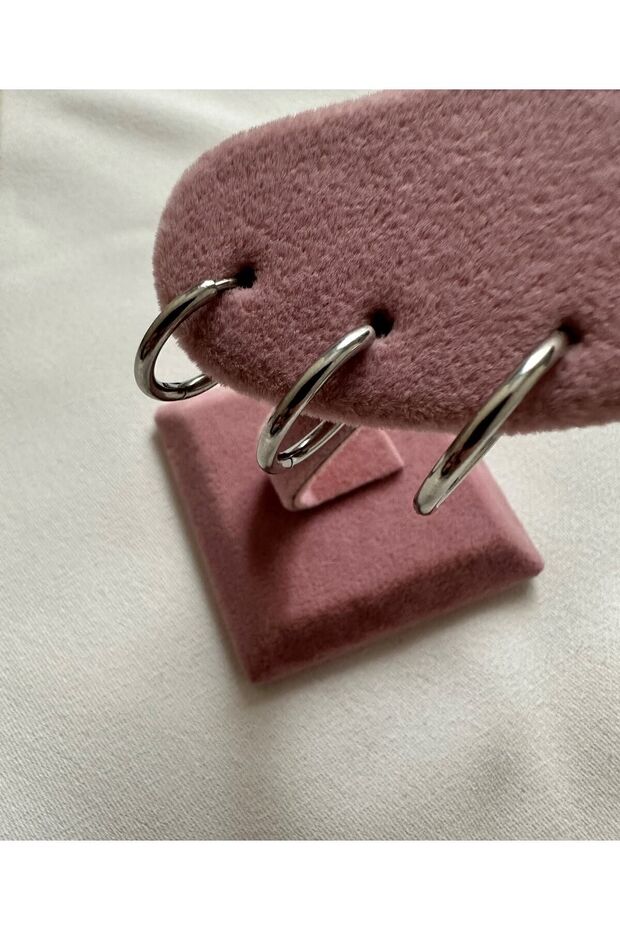 Silver Colored 3-Piece Steel Stainless Anti-tarnish Earring Set