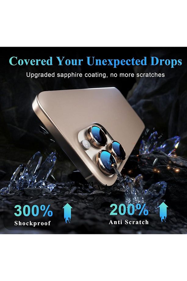 İphone 16 Pro & İphone 16 Pro Max Kamera Koruma Lens Koruyucu Temperli Cam Uygulama Aparatlı Çöl Tit - 4