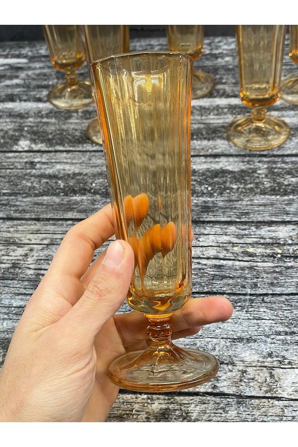 6 Lı Renkli Cam Kahve Yanı Su Bardağı Flüt Bardak 150ml - 1