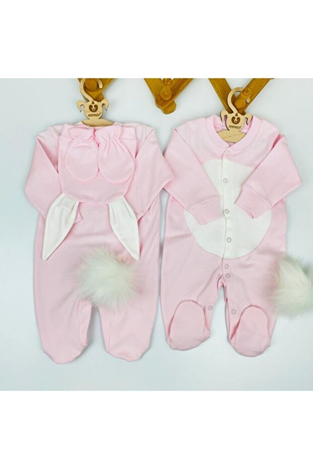 Baby Girl Pink Rabbit Themed Jumpsuit