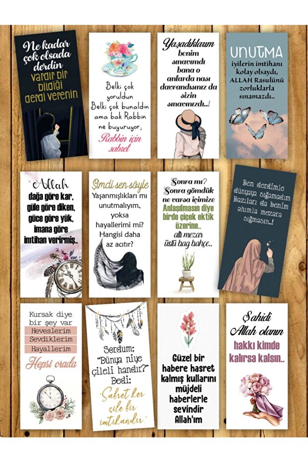 Brown Motto 12-Piece Presentation Cards - Hijab and Essential Words