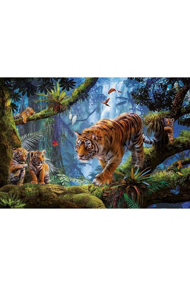 Ağaçtaki Kaplanlar Dekoratif Çift Katlı Çerçeveli Asılabilir Ahşap Puzzle 1000 PARÇA 50X70 - 1