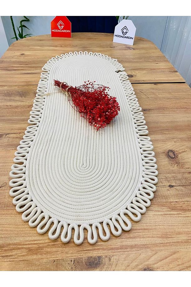 Jüt, Hasır, Dekoratif Masa Örtüsü, Runner 35x100 CM, Amerikan Servis, Sehpa Örtüsü, Bohem Tarzı - 3