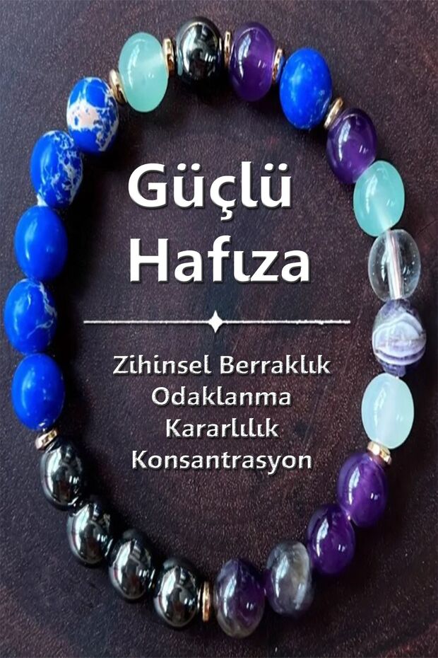 Natural Stone Memory Strengthening Bracelet 8 mm (Ametist-Hematite-Varisite-Aventurine-Crystal Quartz)