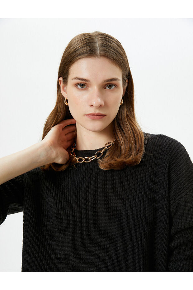 Wide Collar Sweater Half Zipper Knitted