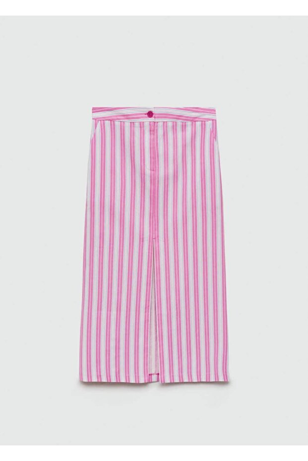 Çizgili yırtmaçlı etek - 3