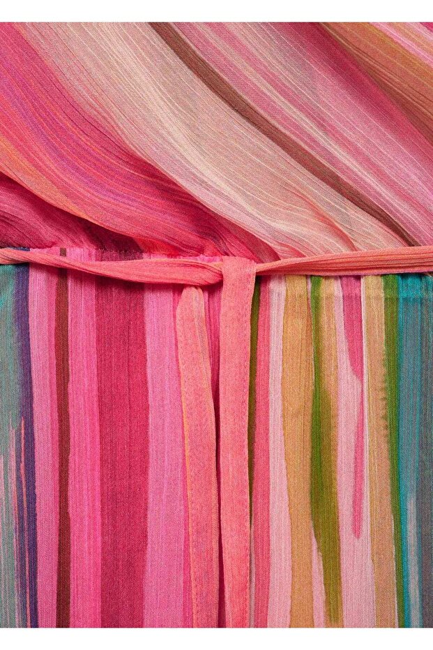 Çizgili asimetrik elbise - 4