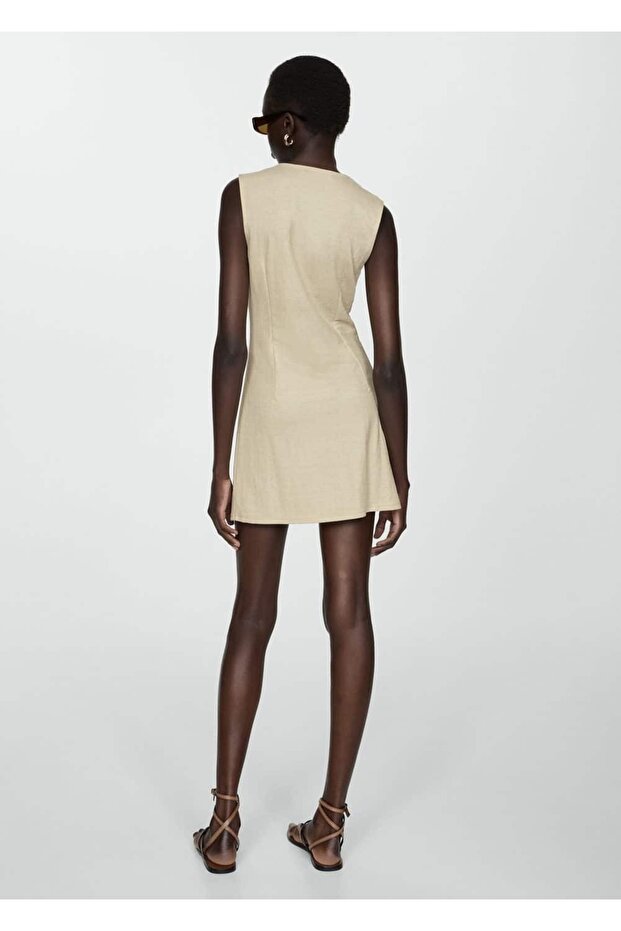 Düğmeli kısa elbise - 4