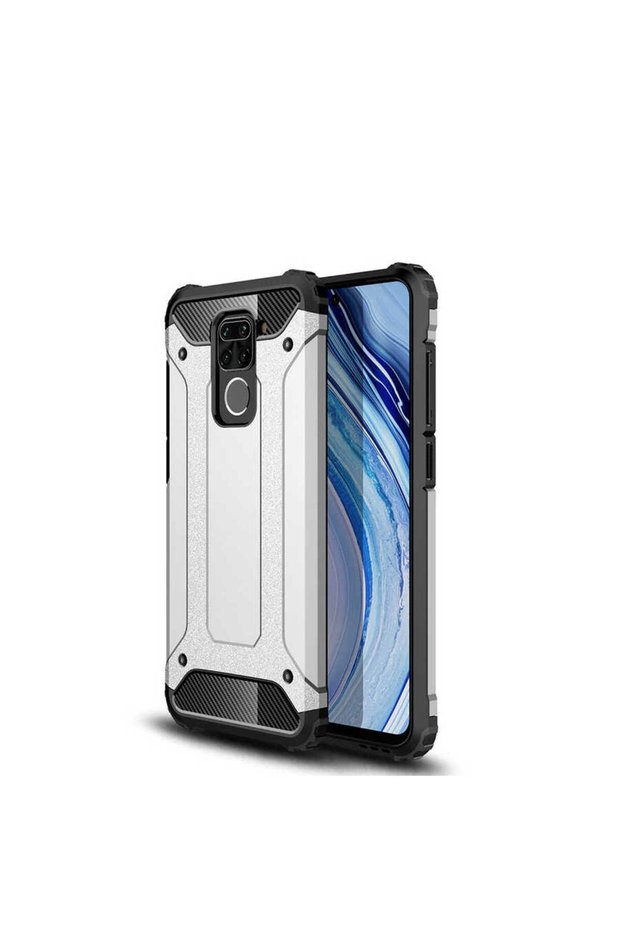 Redmi Note 9 Compatible - Double Layer Protective Crash Military Tank Case - Gray