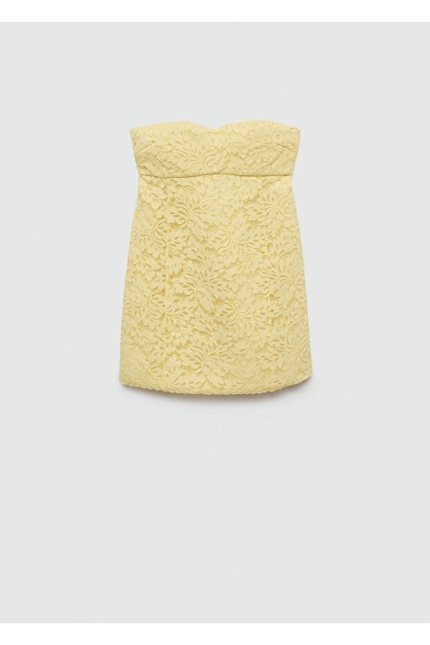 Straplez dantel elbise - 3