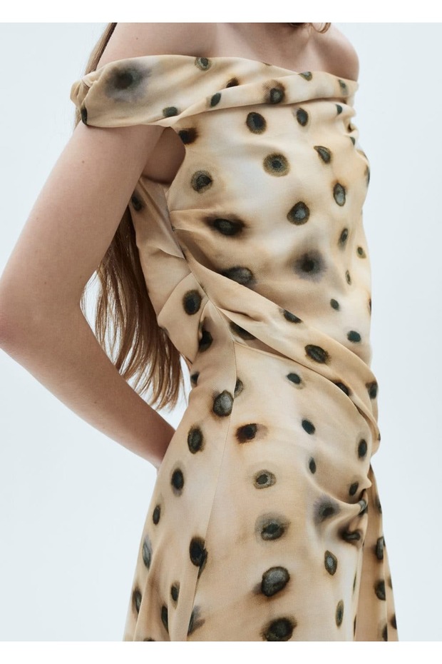 Puantiyeli Asimetrik Elbise - 6