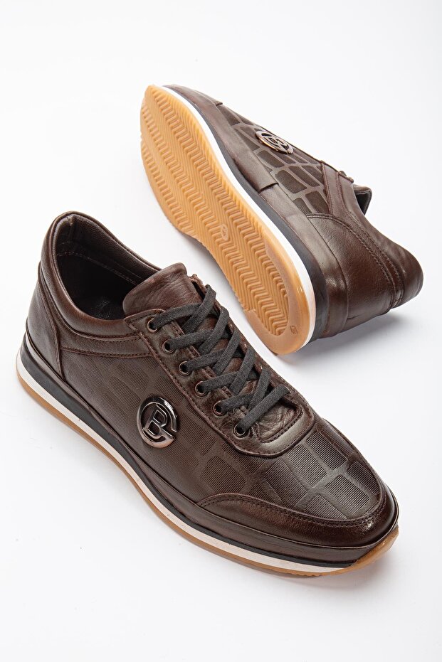 Genuine Leather Printed Leather Buckle Brown Men's Daily Casual Shoes