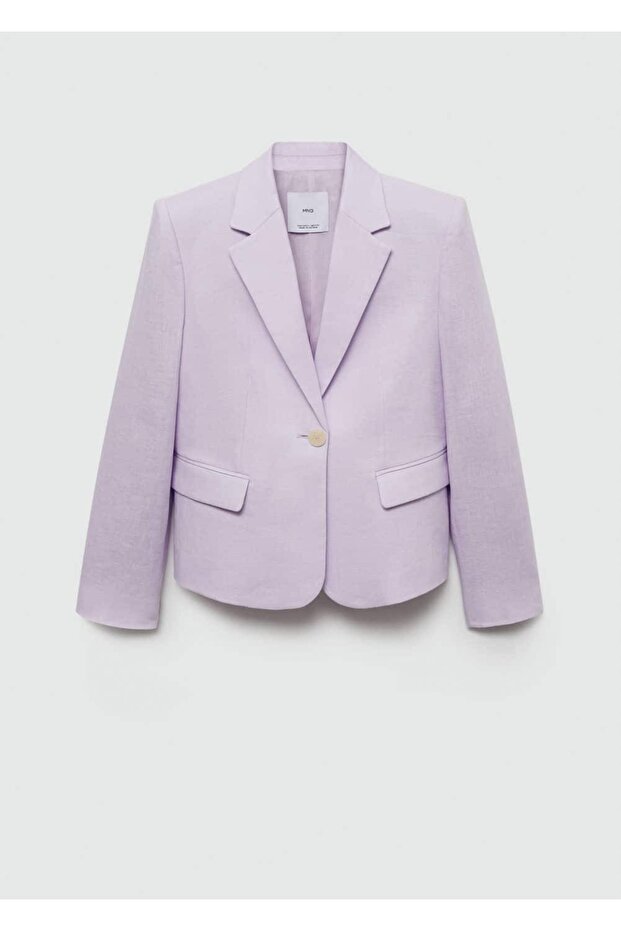 Keten crop blazer ceket - 3