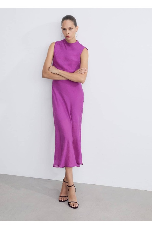 Lyocell midi elbise - 7