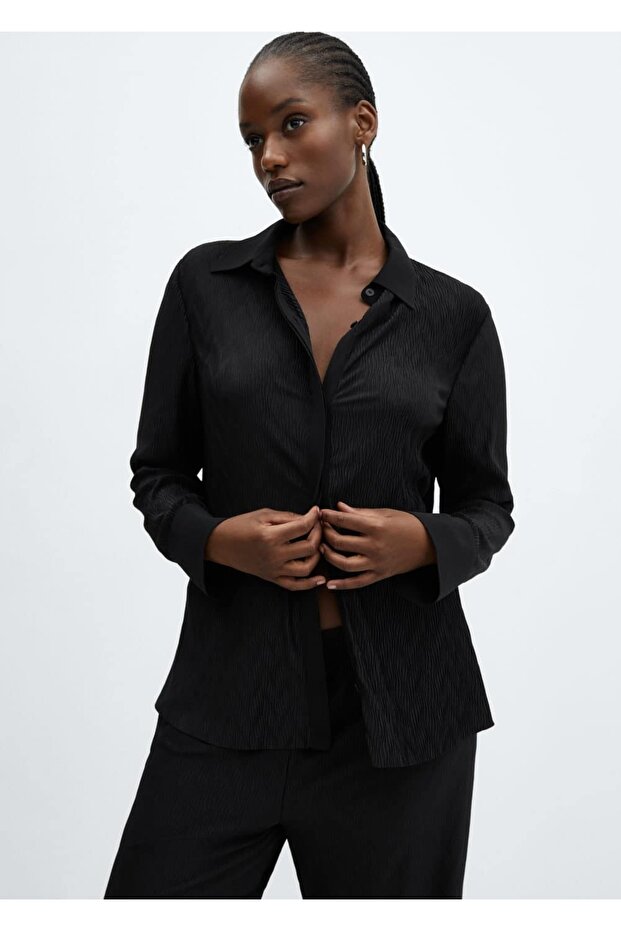 Dokulu düğmeli gömlek - 5