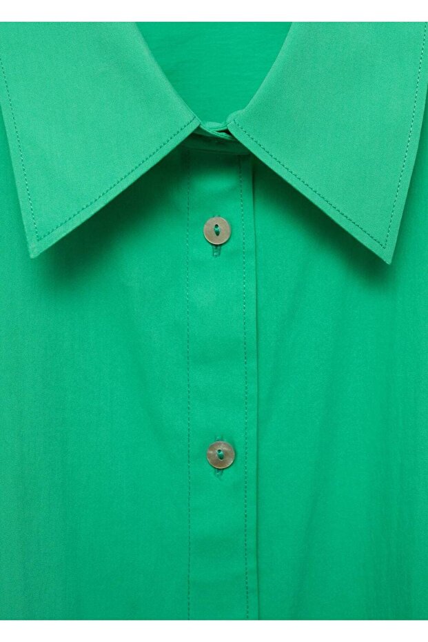 Düğmeli pamuklu bluz - 5