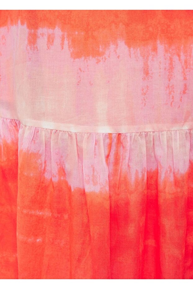 Desenli volanlı elbise - 6