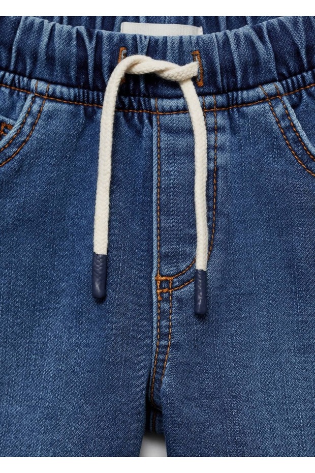 Beli elastik bermuda kot şort - 6