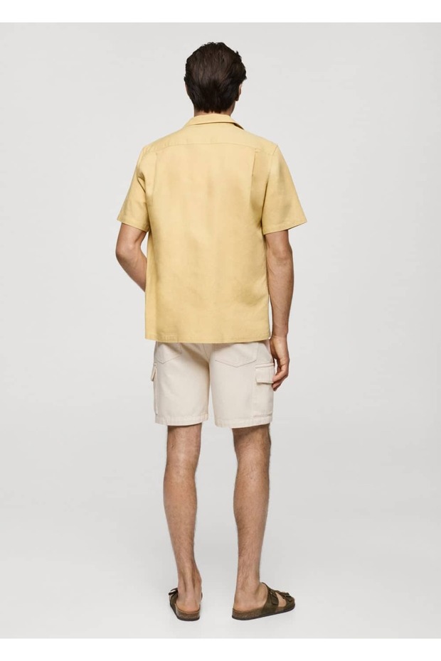 Denim pamuklu kargo bermuda şort - 4