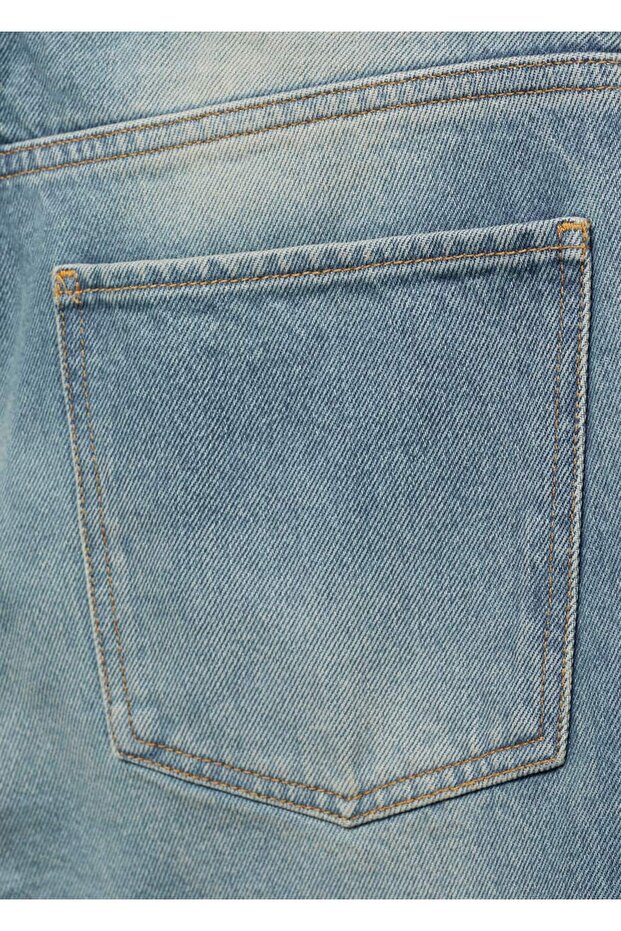 Bol kesim denim bermuda şort - 5