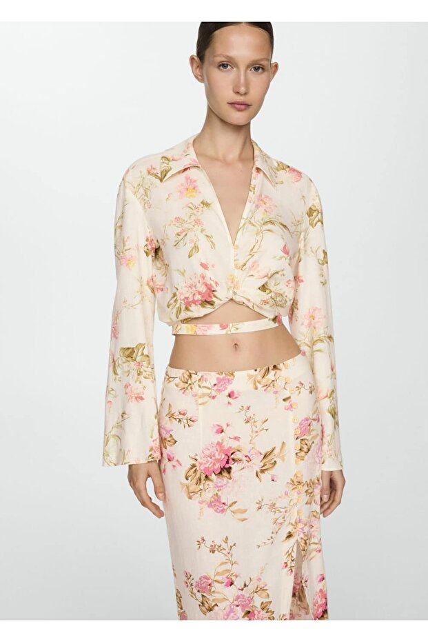 Keten yırtmaçlı etek - 6