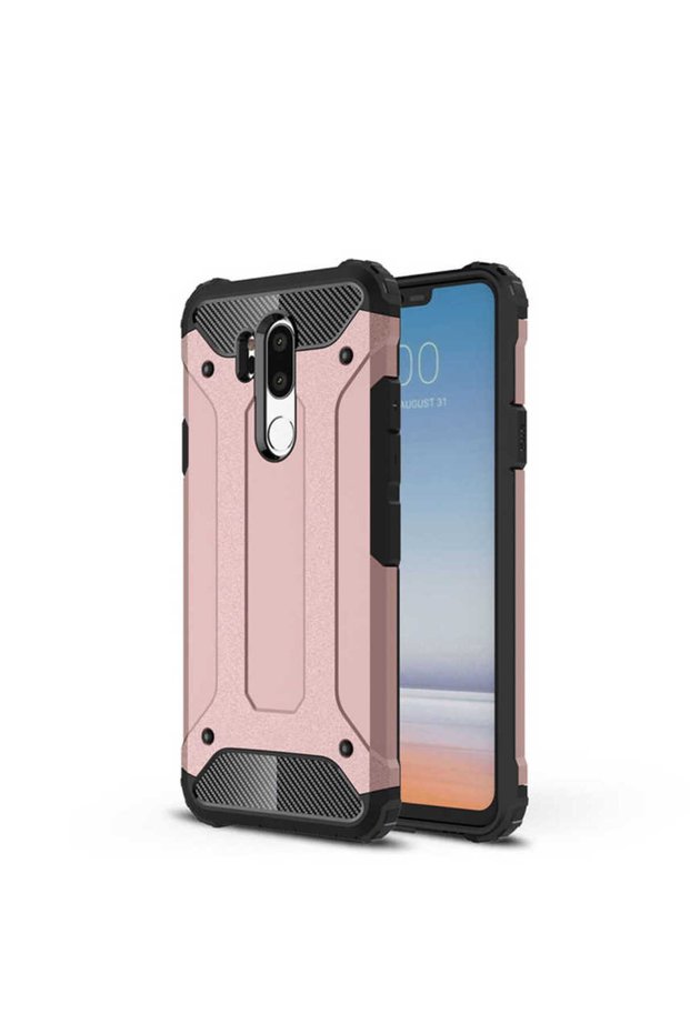 Lg G7 Compatible - Case Dual Layer Protective Crash Military Tank Case - Rose Gold
