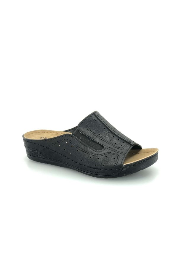 Aryan 02-139 D.r Recommended Orthopedic Women's Slippers BLACK