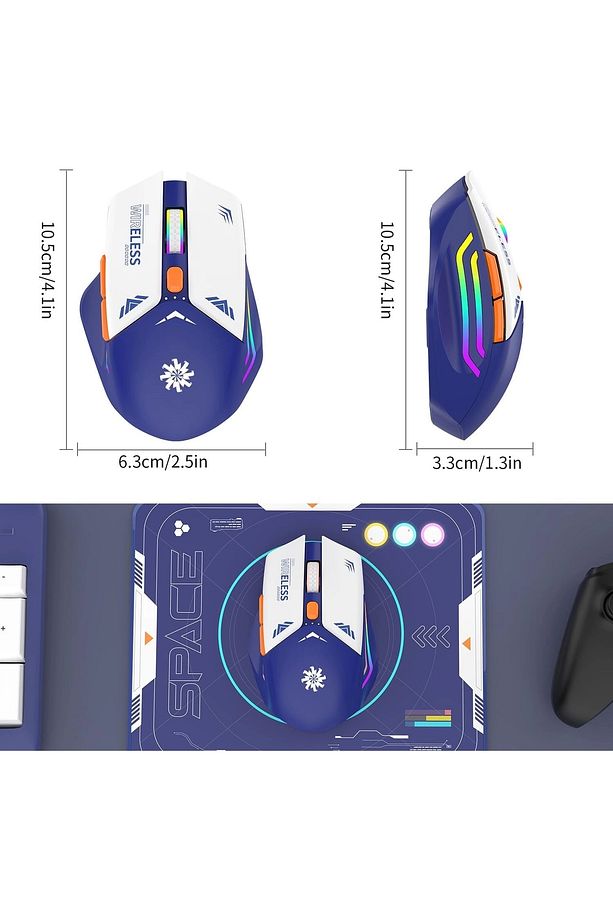 Blic Bwm1 Mavi Rgb Şarjlı Kablosuz 1600dpı Işıklı Kablosuz Mouse - 7