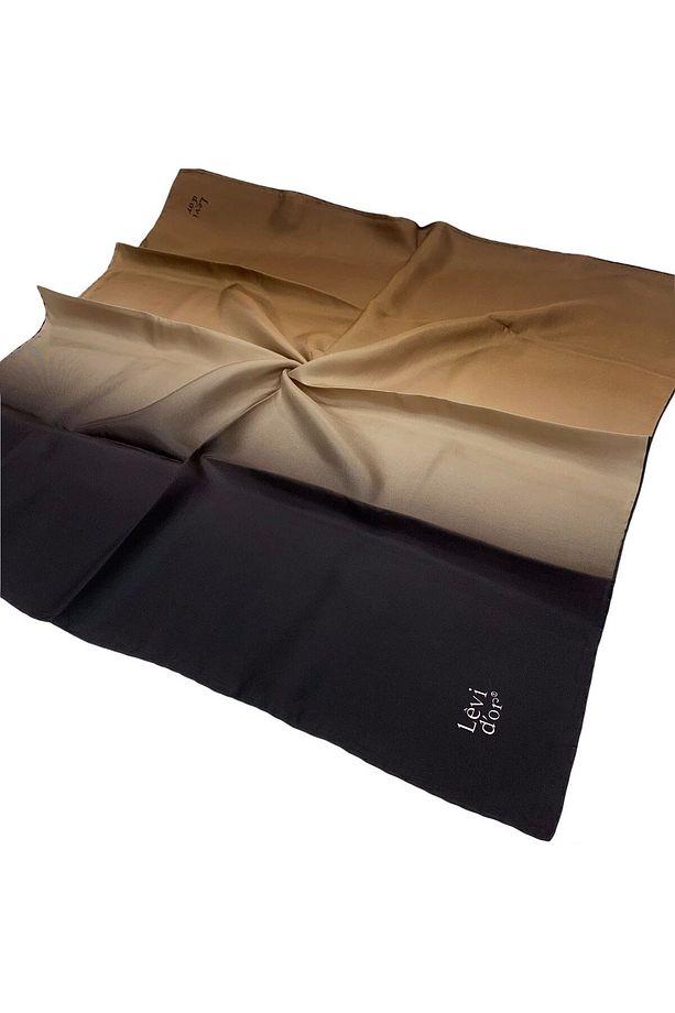 Twill Ipek Eşarp - Degrade - Siyah Kahve - 1