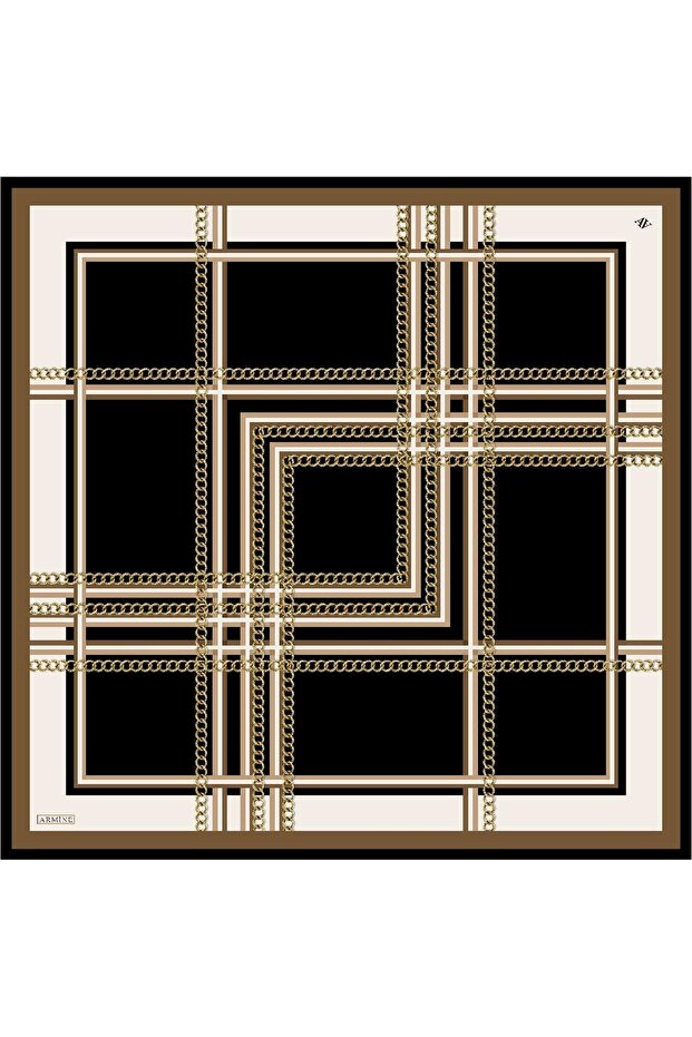 Silk Scarf Nostalgia - 8845-02 Black Brown Twill