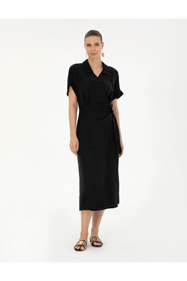 Black Comfort Fit Woven Dress 50283470 -Vr046