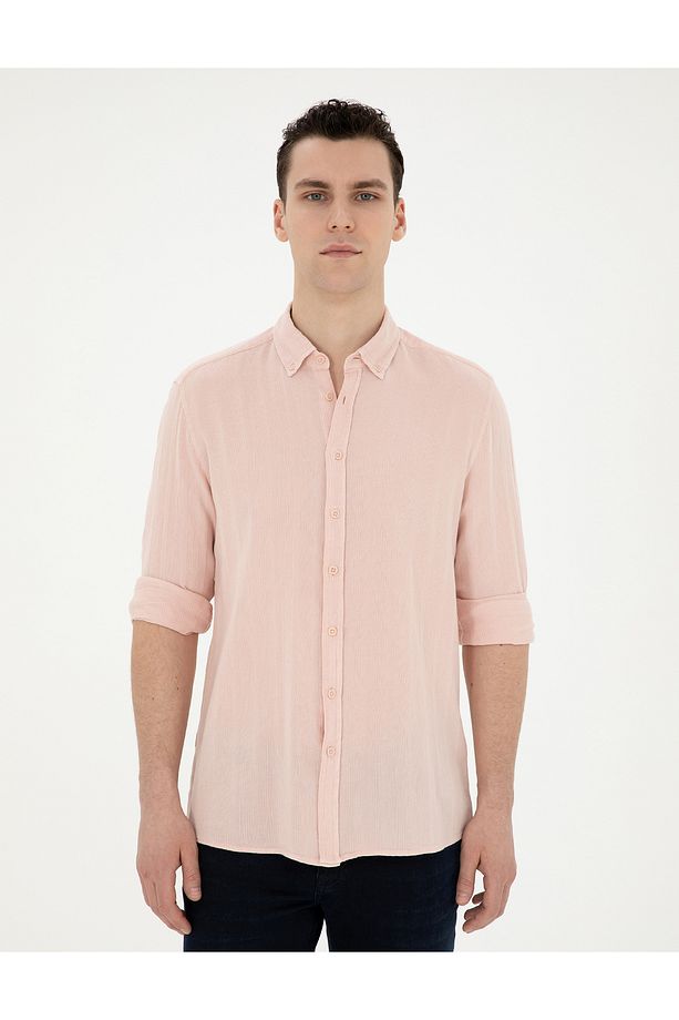 Açık Pembe Regular Fit Uzun Kollu Gömlek 50284407-vr078 - 3