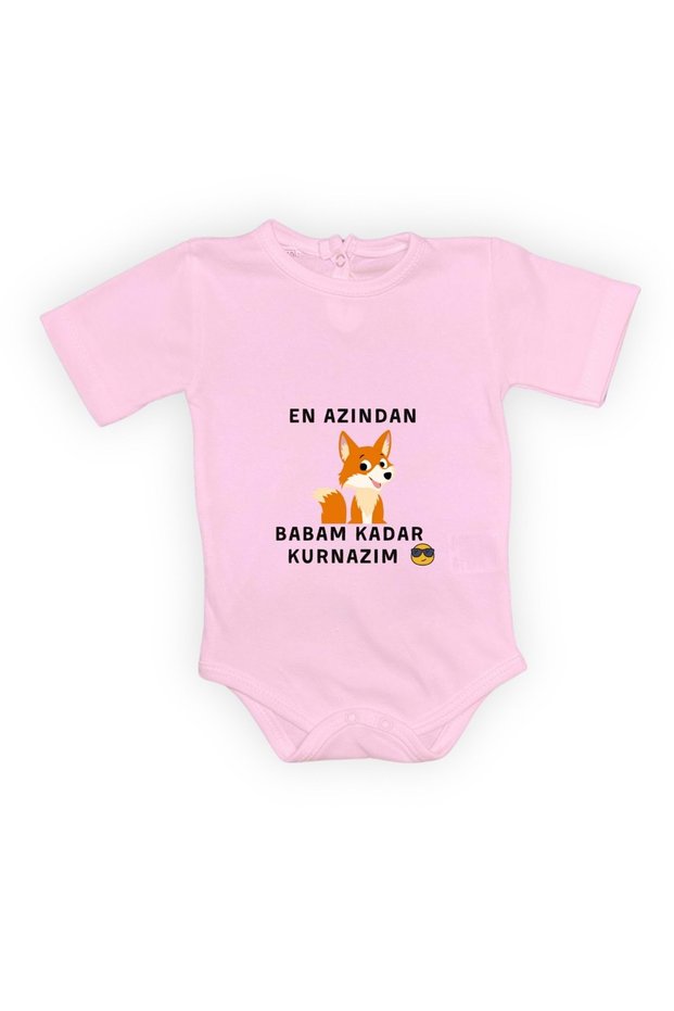 I'M at Least as Cunning as My Father Baby Bodysuit with Snap Fasteners Badi Mnk0628 Dark Pink