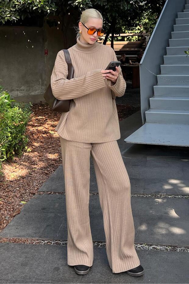 Mink Long Sleeve Knitwear Sweater Pants Double Set Mg2173