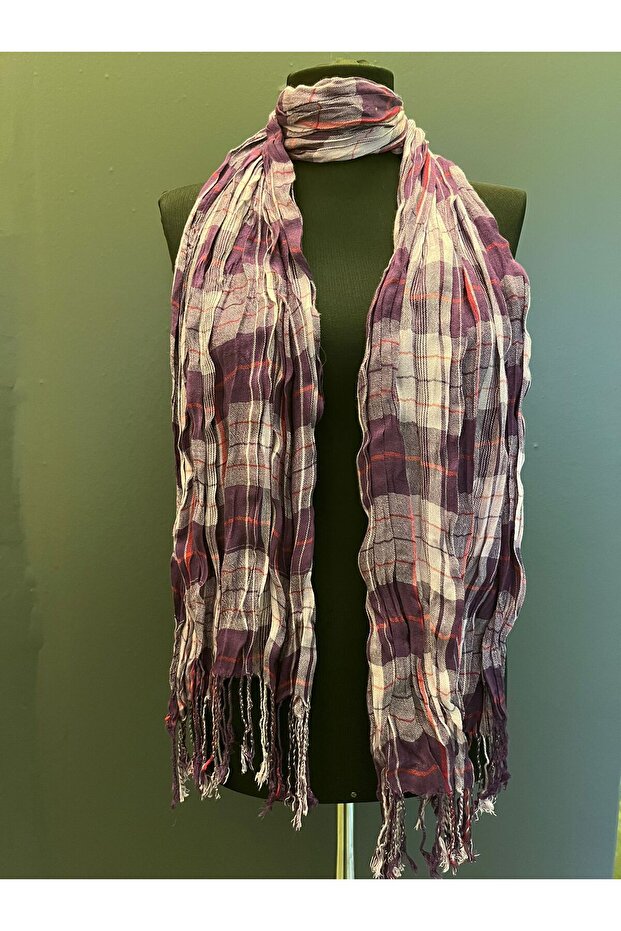 180X65 cm Plaid Purple Women's Scarf Shawl