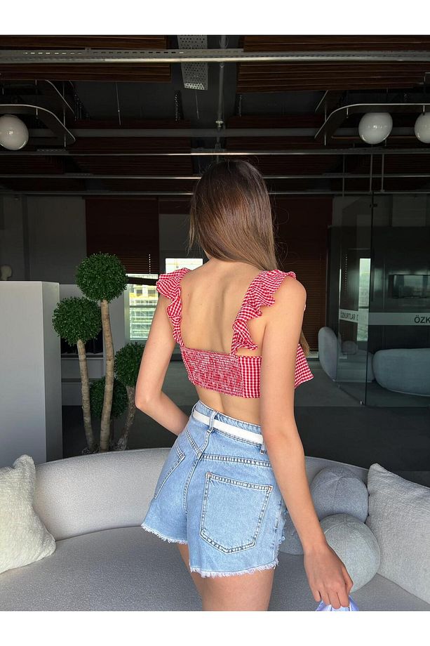 Mirem Lazer İşlemli Jean Şort - 4