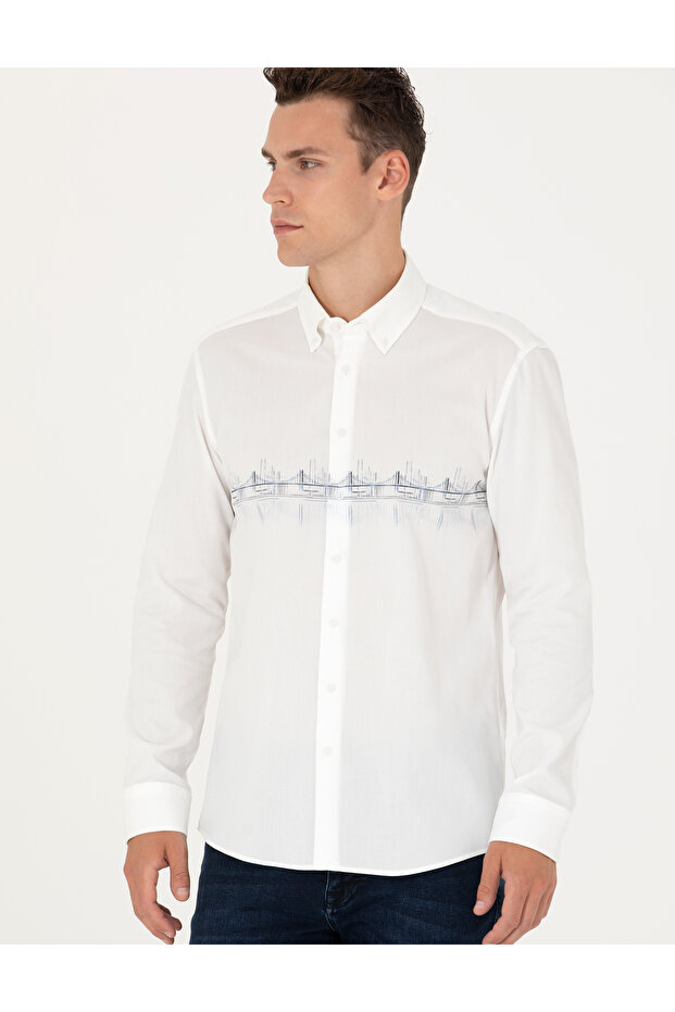 Cobalt Blue Slim Fit Long Sleeve Shirt 50274037-Vr032