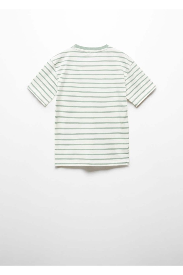 Pamuklu çizgili tişört - 4